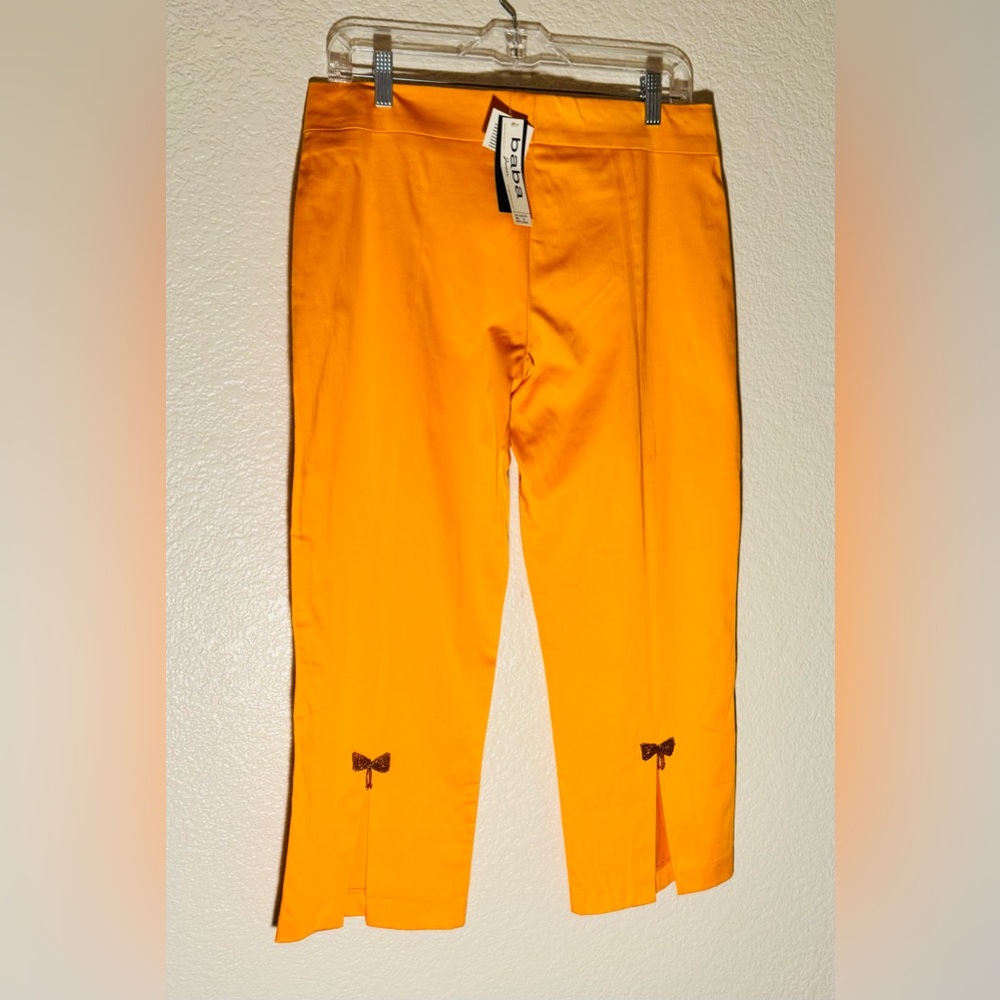 NWT Size 4 mid-rise orange pants embellished ankle length